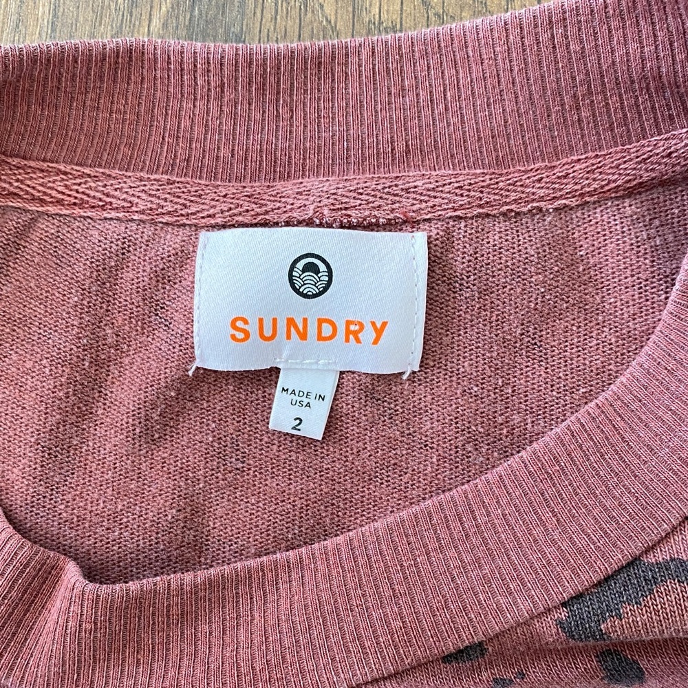 Sundry Leopard Matching Sweat Set - Pullover Sweatshirt & Jogger Sweatpants S/M - Picture 3 of 9